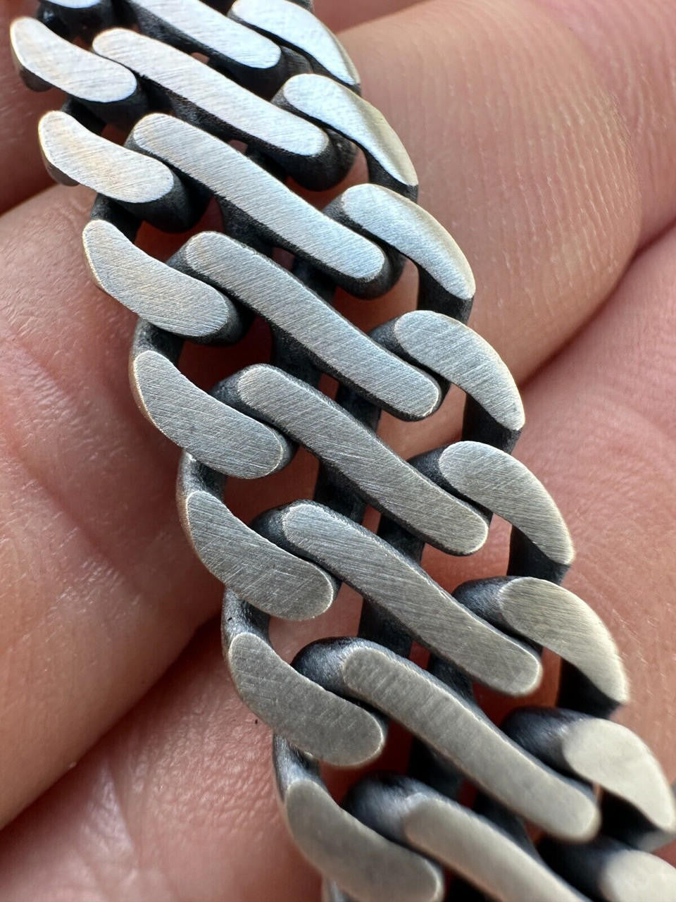 Double Open Figure 8 Miami Cuban Bracelet - 925 Sterling Silver Oxidized Gunmetal - 7"-9" - 12mm