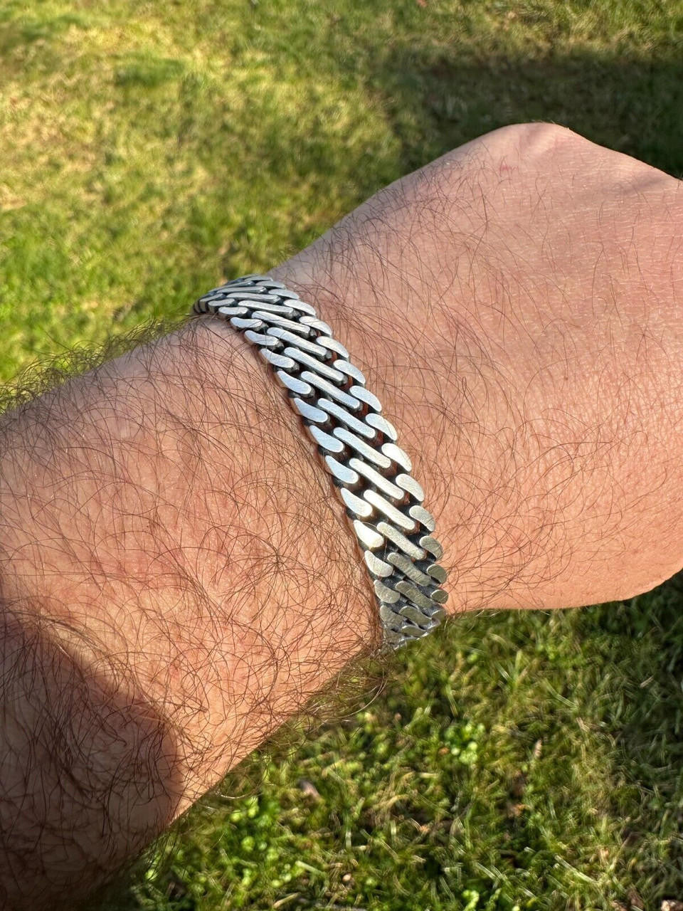 Double Open Figure 8 Miami Cuban Bracelet - 925 Sterling Silver Oxidized Gunmetal - 7"-9" - 12mm