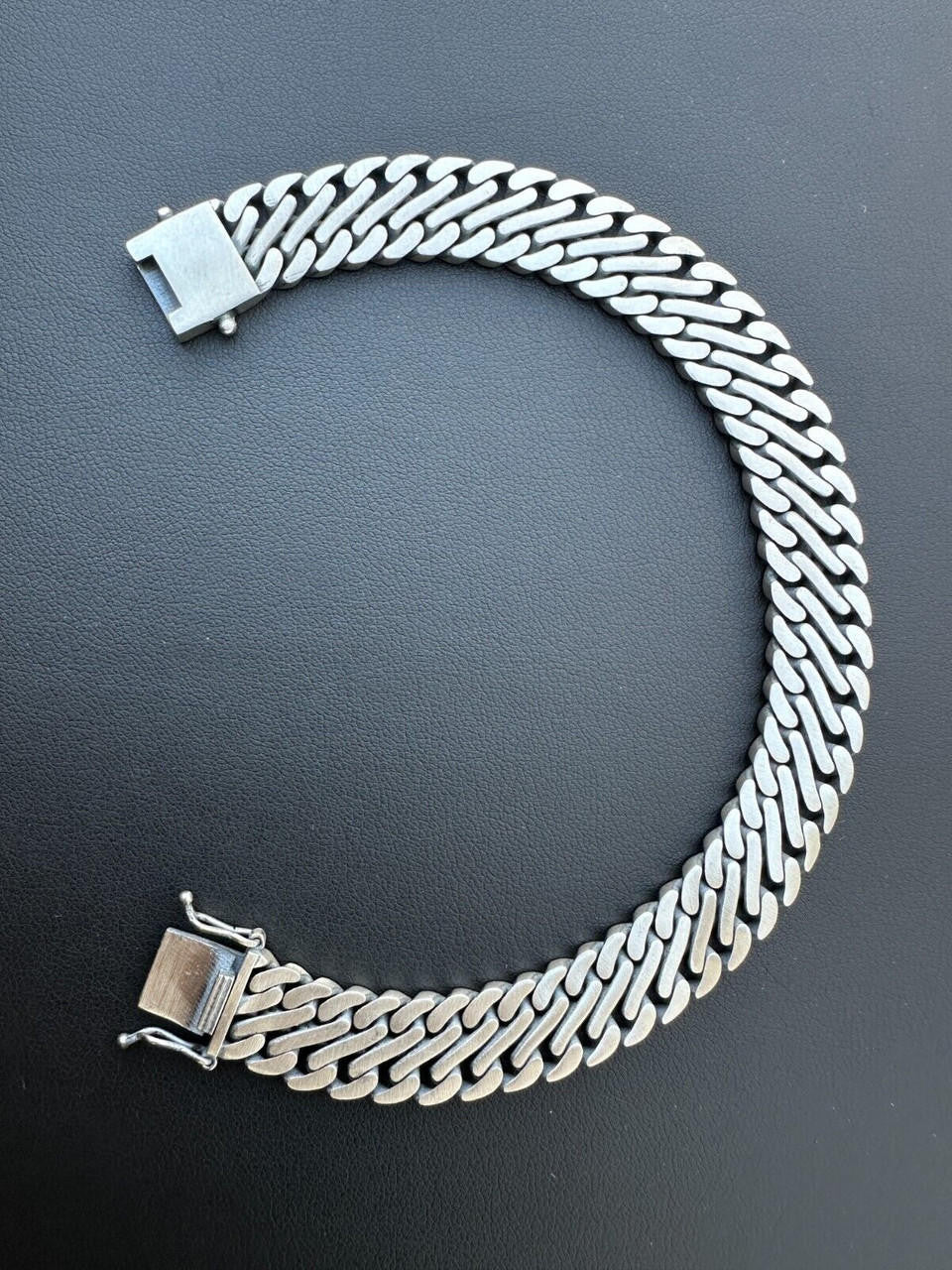 Double Open Figure 8 Miami Cuban Bracelet - 925 Sterling Silver Oxidized Gunmetal - 7"-9" - 12mm