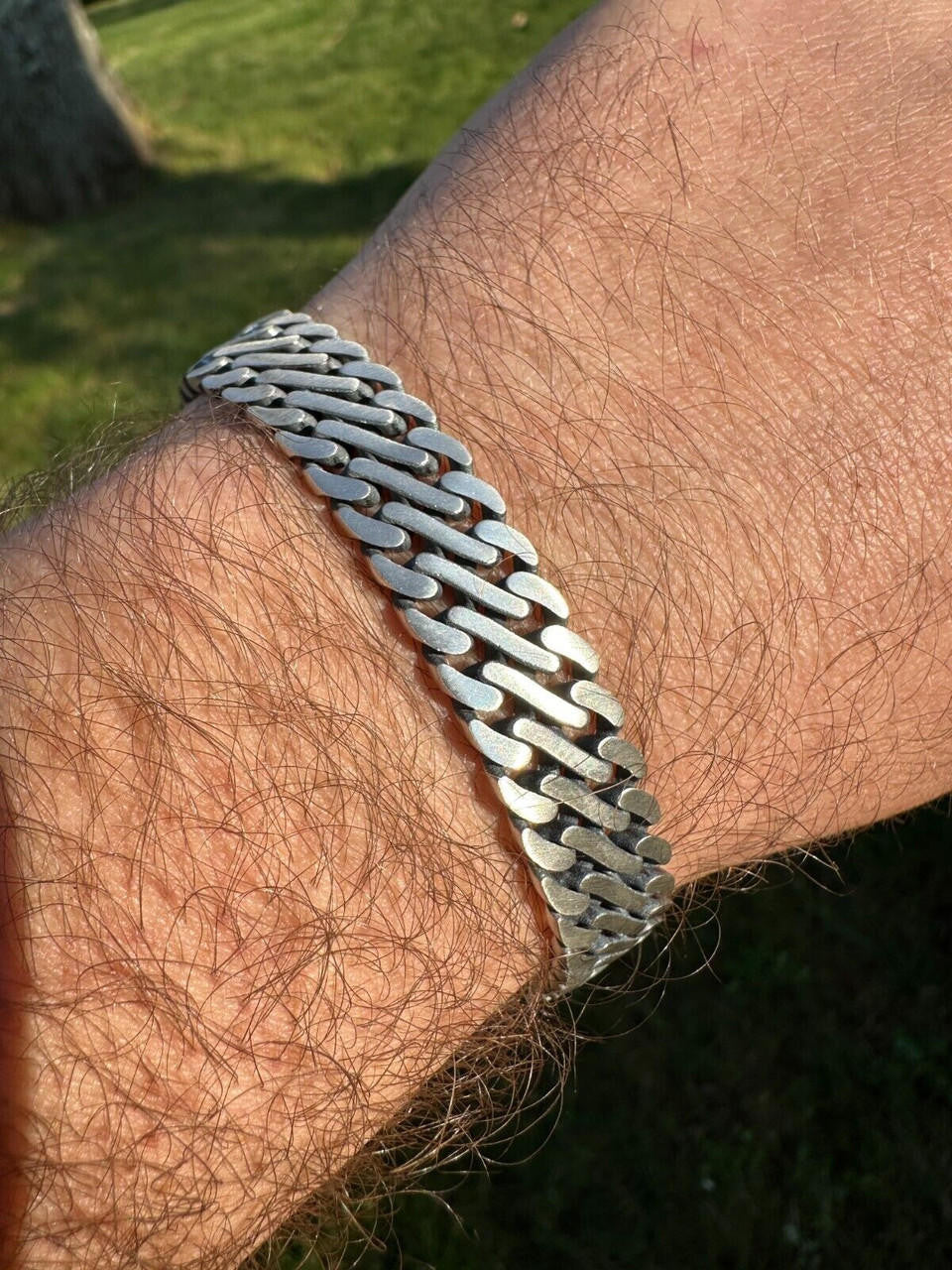 Double Open Figure 8 Miami Cuban Bracelet - 925 Sterling Silver Oxidized Gunmetal - 7"-9" - 12mm