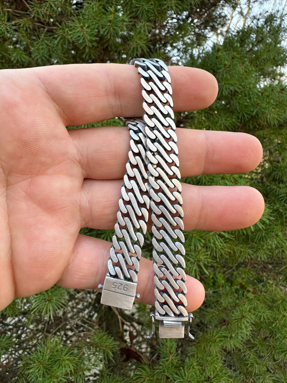 Double Open Figure 8 Miami Cuban Bracelet - 925 Sterling Silver Oxidized Gunmetal - 7"-9" - 12mm