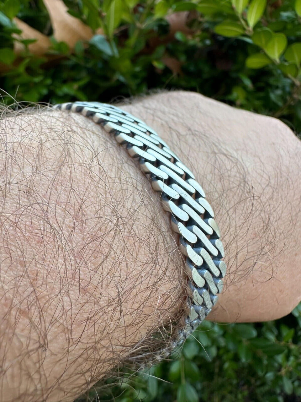 Double Open Figure 8 Miami Cuban Bracelet - 925 Sterling Silver Oxidized Gunmetal - 7"-9" - 12mm
