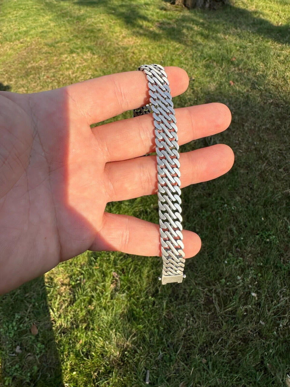 Double Open Figure 8 Miami Cuban Bracelet - 925 Sterling Silver Oxidized Gunmetal - 7"-9" - 12mm