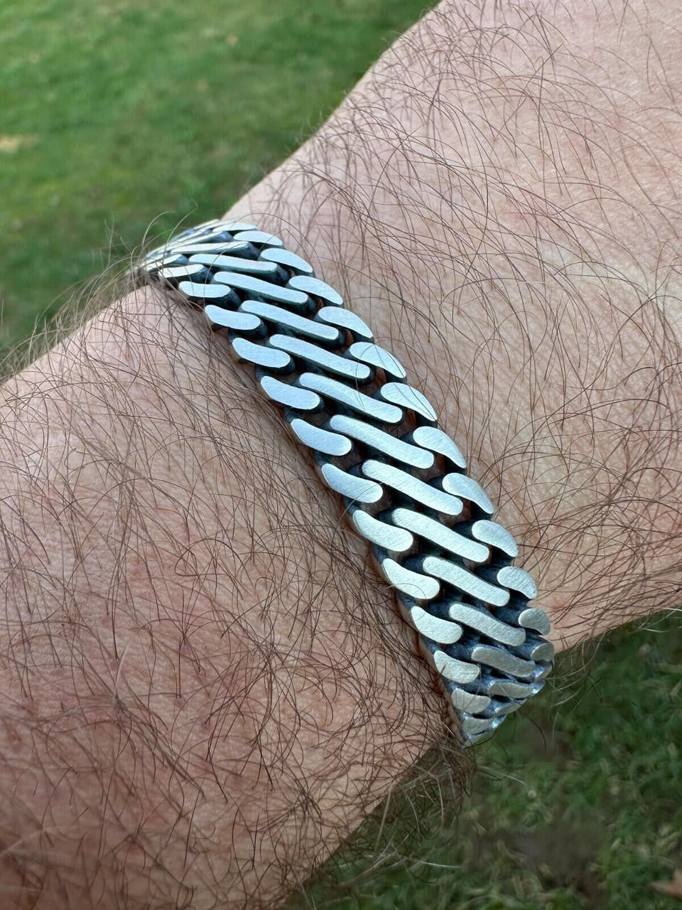 Double Open Figure 8 Miami Cuban Bracelet - 925 Sterling Silver Oxidized Gunmetal - 7"-9" - 12mm