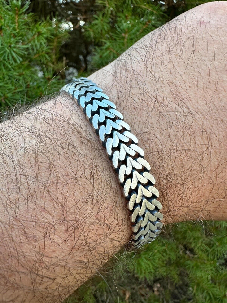 Double Open Figure 8 Franco Bracelet - 925 Sterling Silver Oxidized Gunmetal - 7"-9" - 12mm