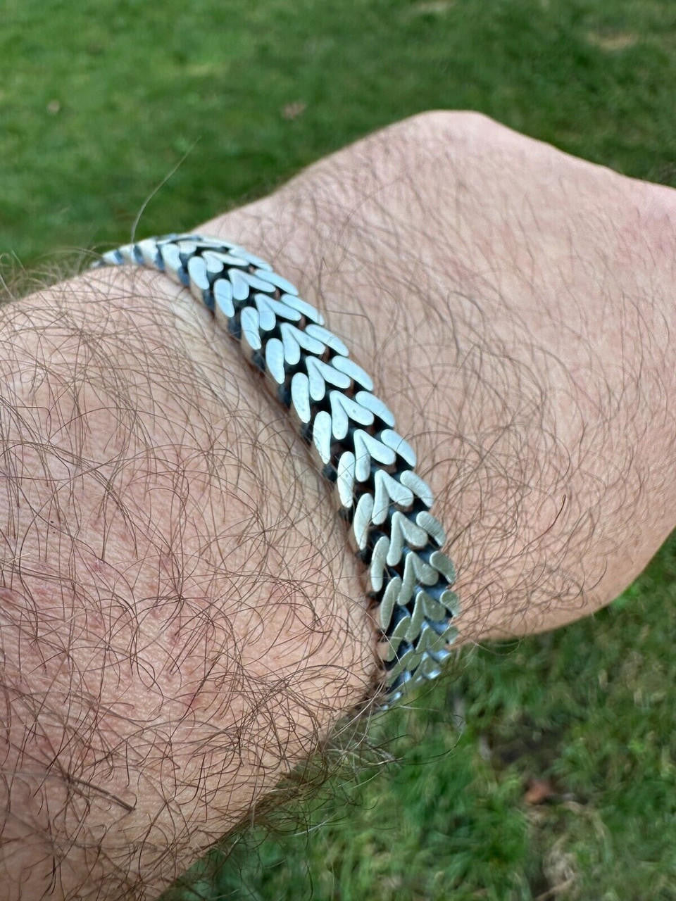 Double Open Figure 8 Franco Bracelet - 925 Sterling Silver Oxidized Gunmetal - 7"-9" - 12mm