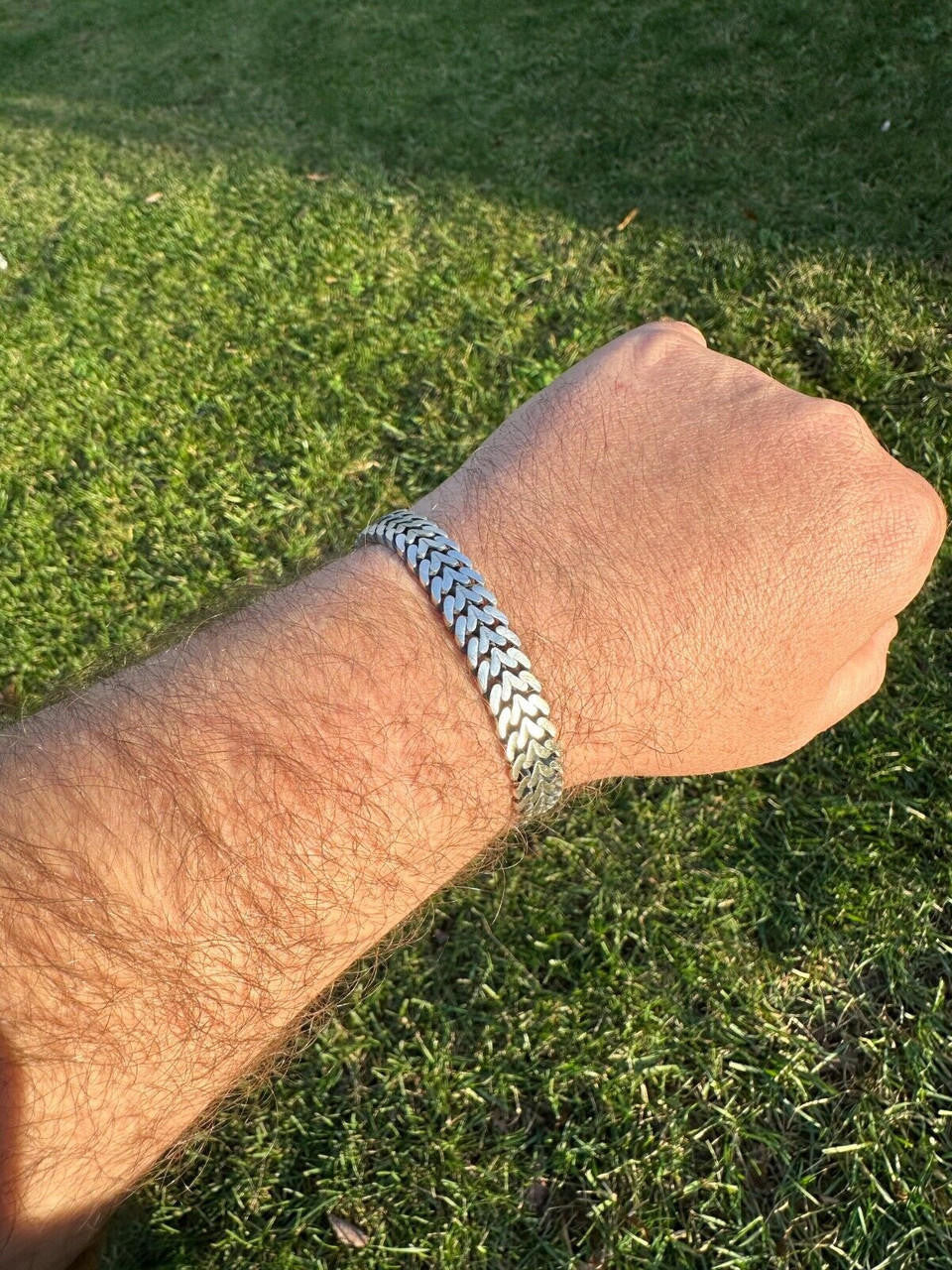 Double Open Figure 8 Franco Bracelet - 925 Sterling Silver Oxidized Gunmetal - 7"-9" - 12mm