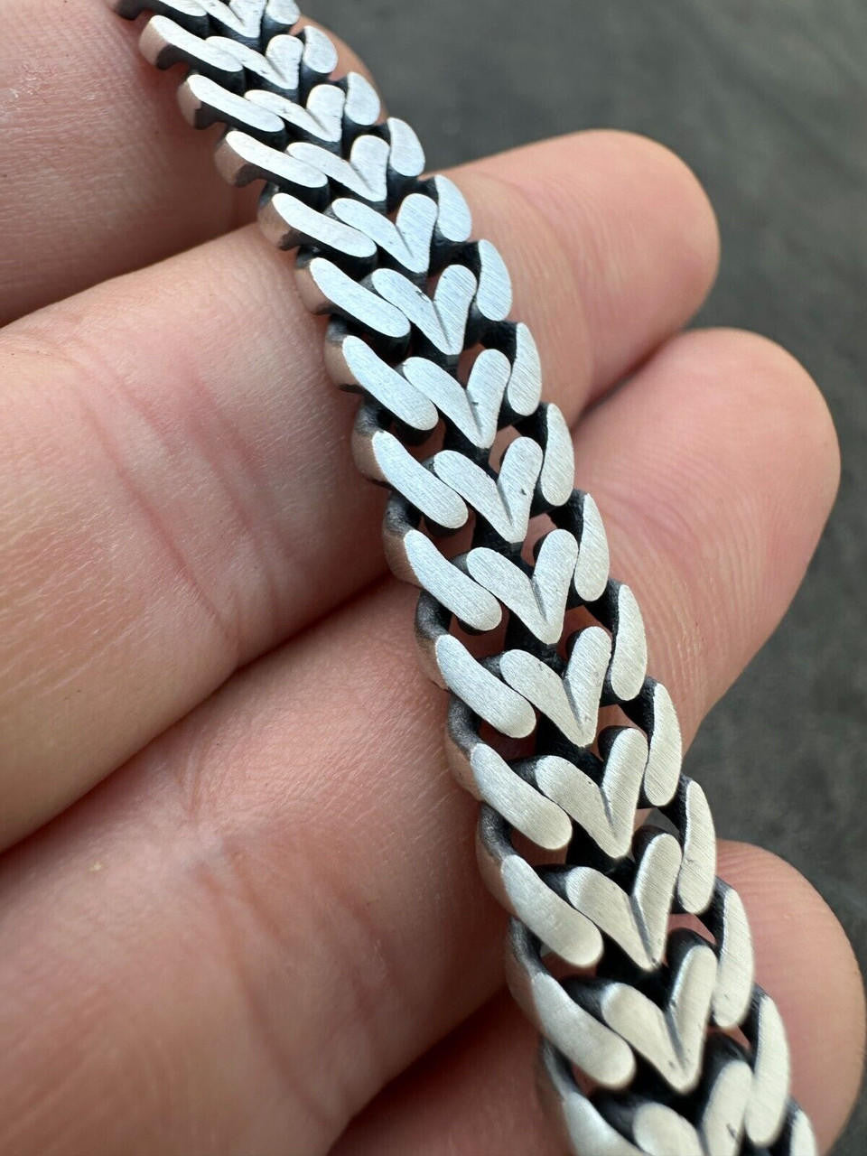 Double Open Figure 8 Franco Bracelet - 925 Sterling Silver Oxidized Gunmetal - 7"-9" - 12mm