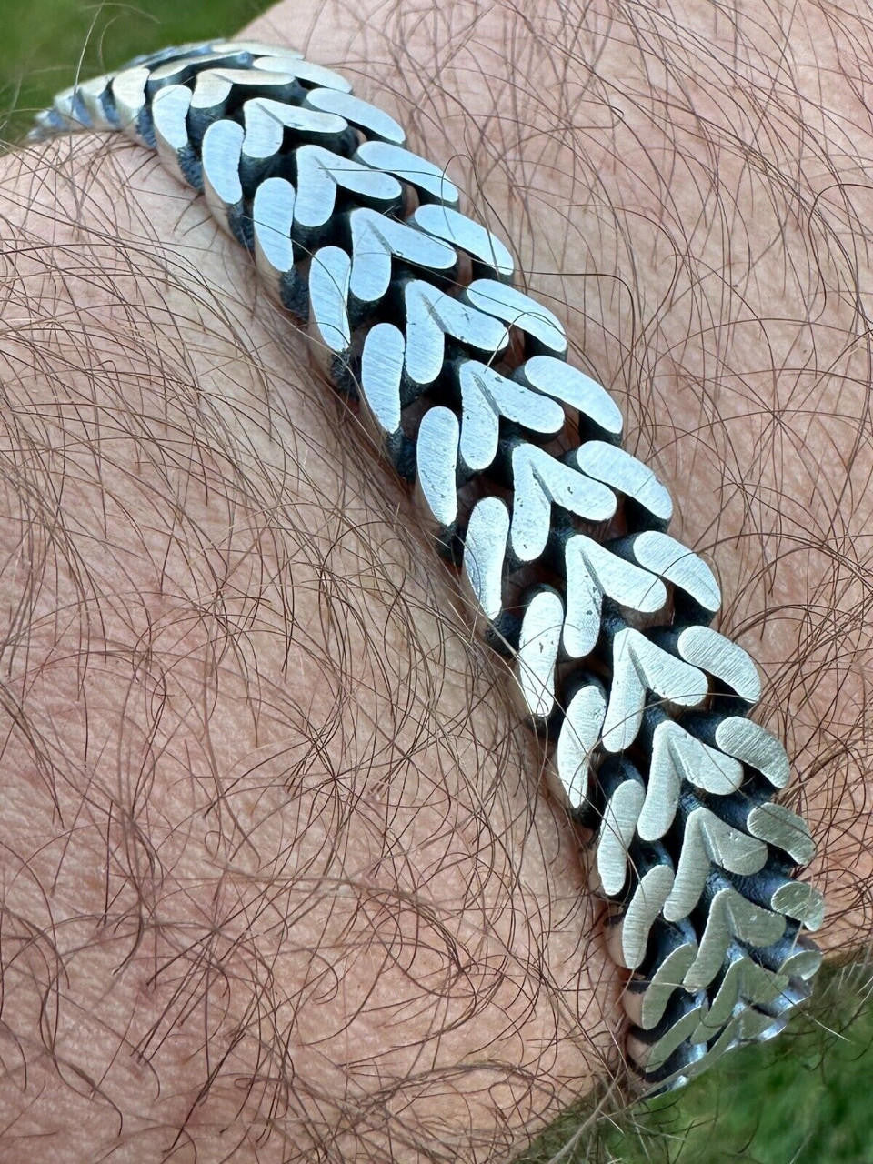 Double Open Figure 8 Franco Bracelet - 925 Sterling Silver Oxidized Gunmetal - 7"-9" - 12mm