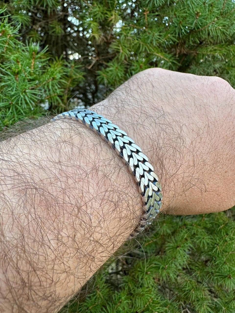 Double Open Figure 8 Franco Bracelet - 925 Sterling Silver Oxidized Gunmetal - 7"-9" - 12mm