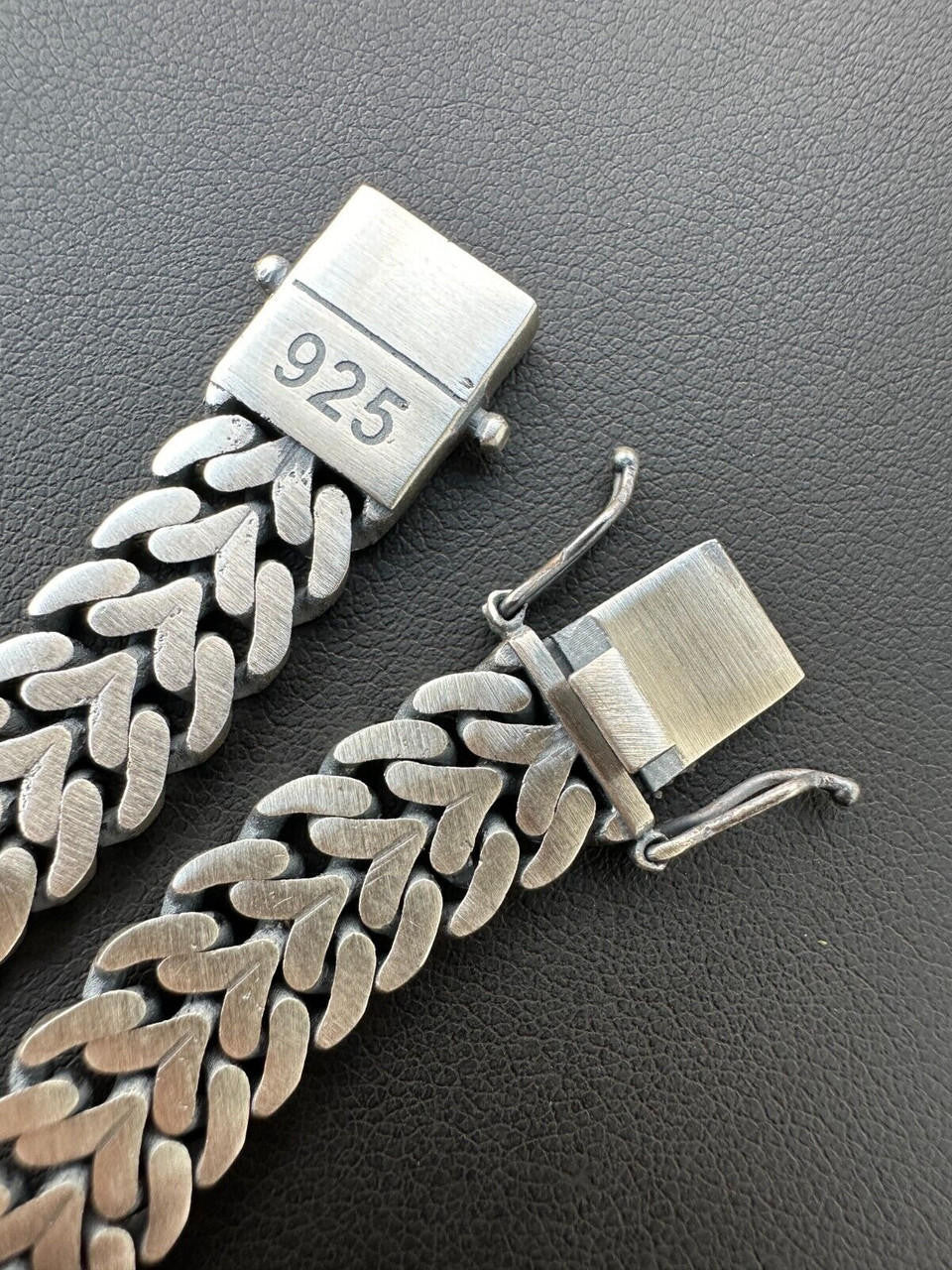 Double Open Figure 8 Franco Bracelet - 925 Sterling Silver Oxidized Gunmetal - 7"-9" - 12mm