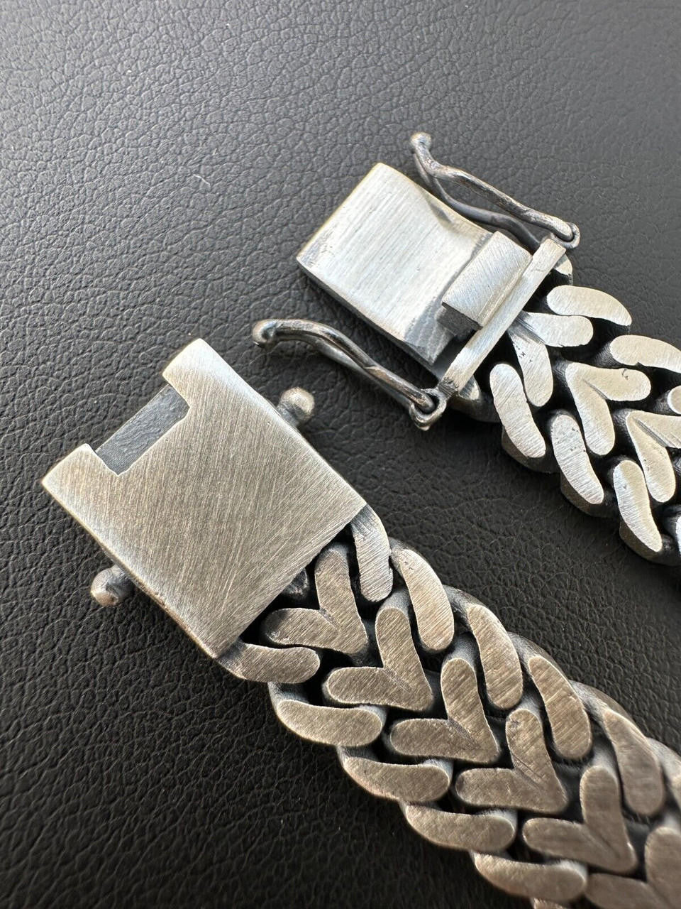 Double Open Figure 8 Franco Bracelet - 925 Sterling Silver Oxidized Gunmetal - 7"-9" - 12mm