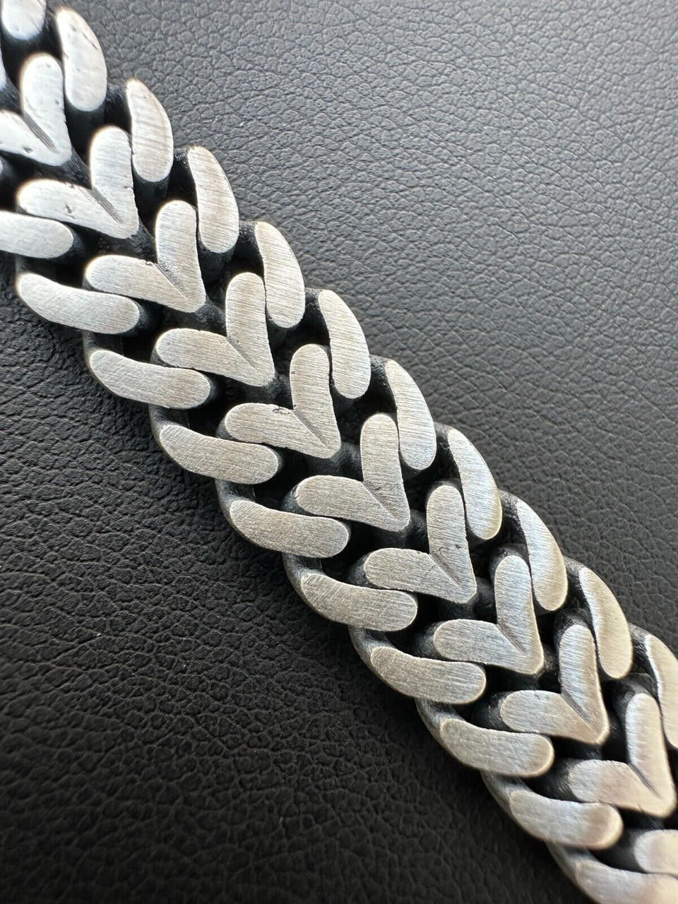 Double Open Figure 8 Franco Bracelet - 925 Sterling Silver Oxidized Gunmetal - 7"-9" - 12mm