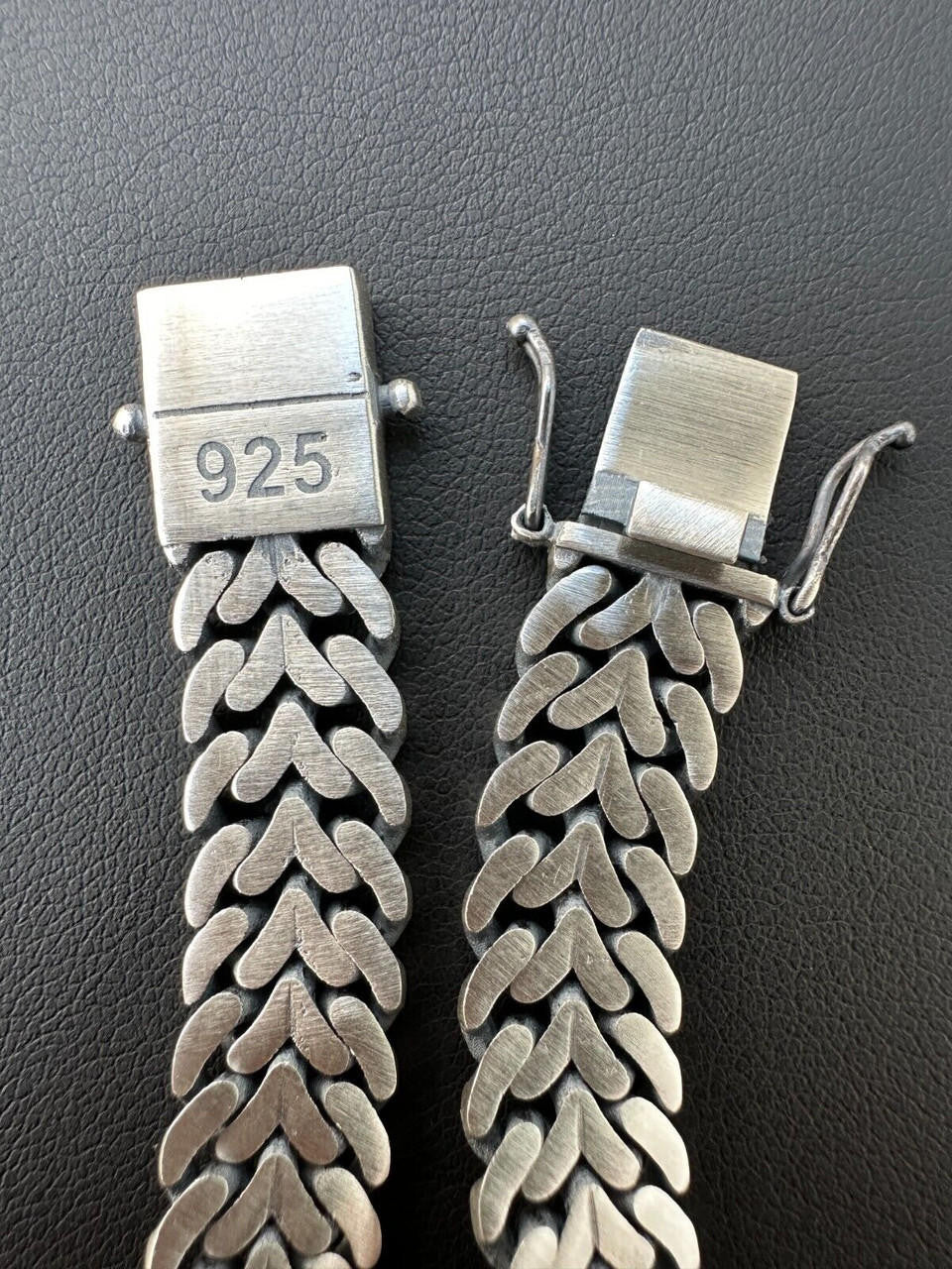 Double Open Figure 8 Franco Bracelet - 925 Sterling Silver Oxidized Gunmetal - 7"-9" - 12mm