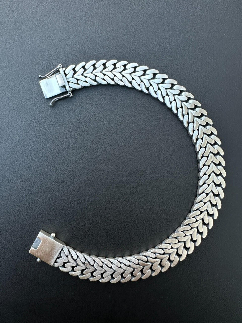 Double Open Figure 8 Franco Bracelet - 925 Sterling Silver Oxidized Gunmetal - 7"-9" - 12mm