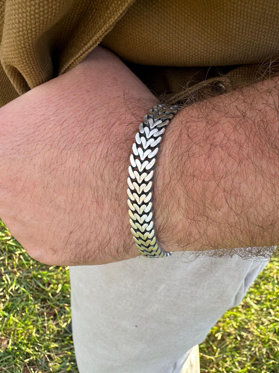 Double Open Figure 8 Franco Bracelet - 925 Sterling Silver Oxidized Gunmetal - 7"-9" - 12mm