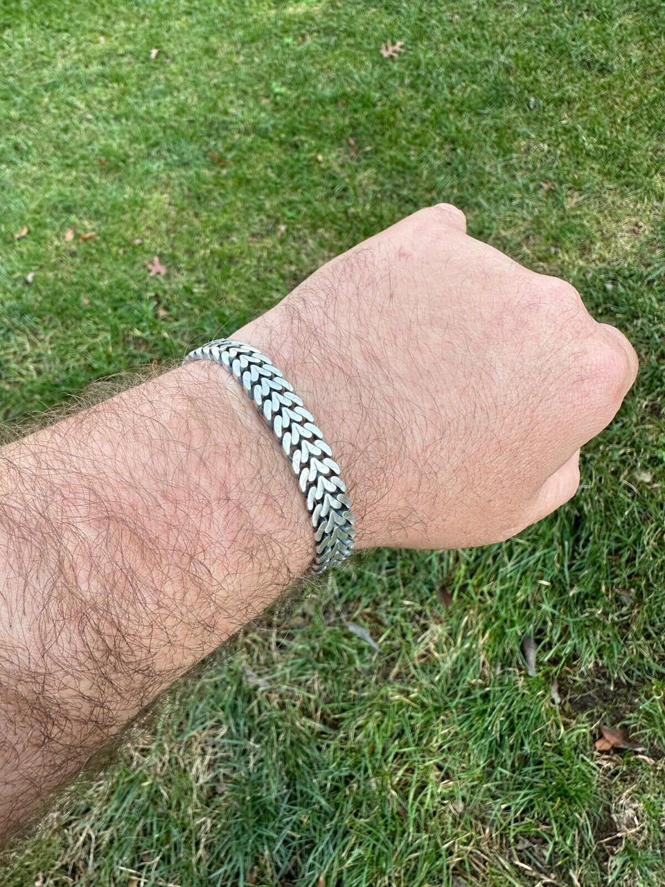 Double Open Figure 8 Franco Bracelet - 925 Sterling Silver Oxidized Gunmetal - 7"-9" - 12mm