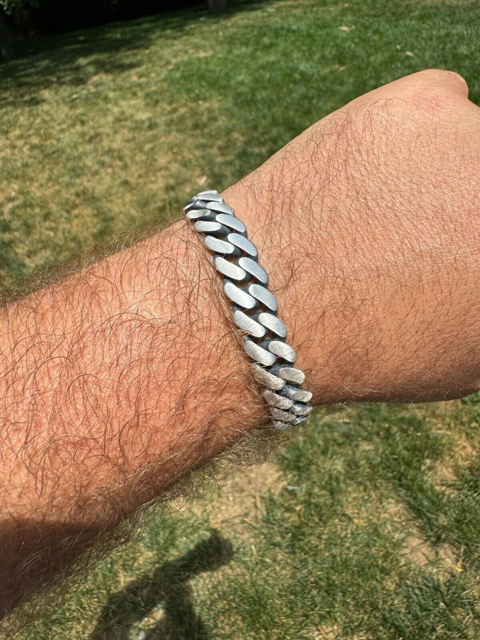Miami Cuban Bracelet With Custom Eagle Sleek Clasp - 925 Sterling Silver Oxidized Gunmetal - 7"-9" - 12mm