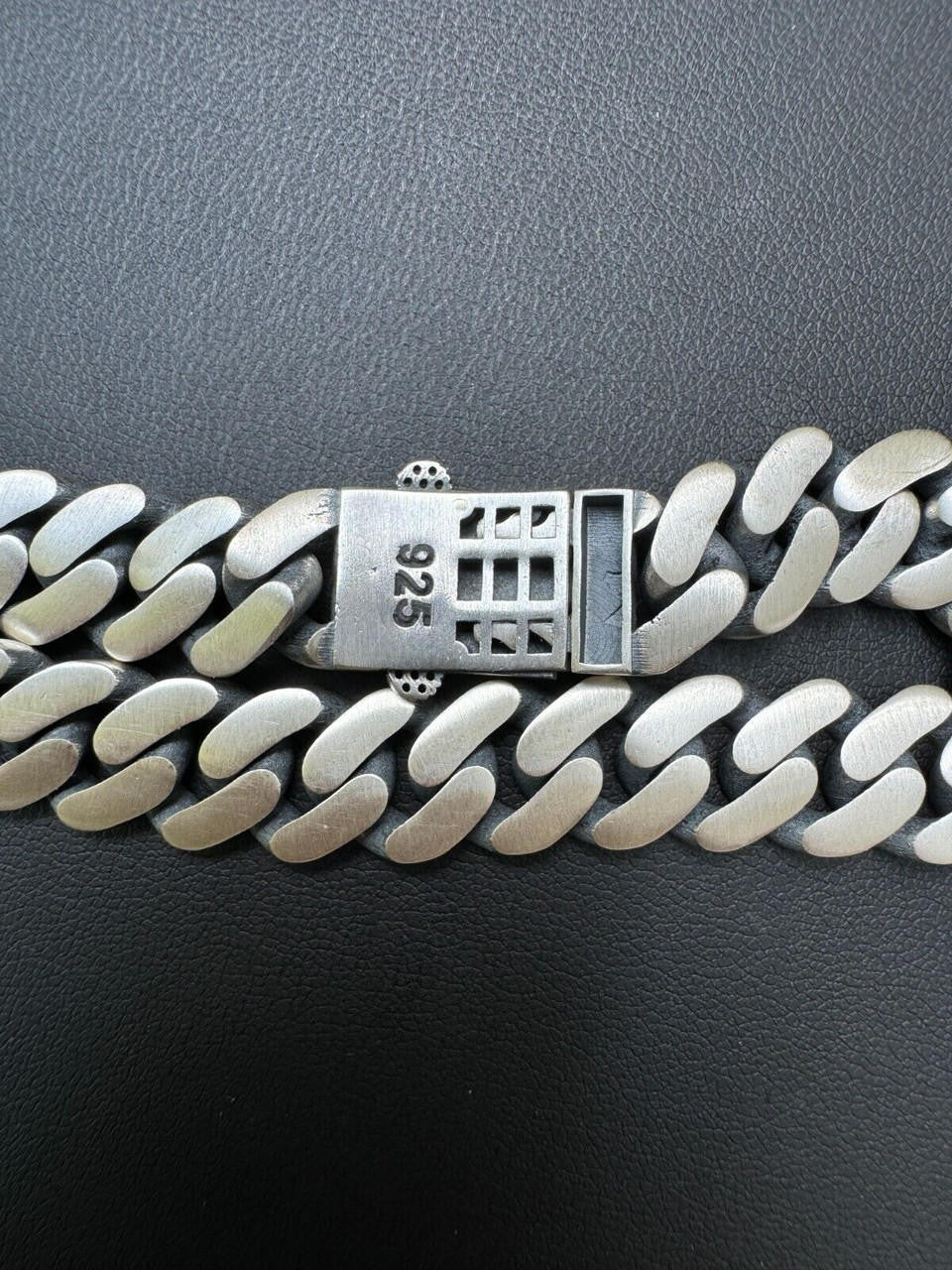 Miami Cuban Bracelet With Custom Eagle Sleek Clasp - 925 Sterling Silver Oxidized Gunmetal - 7"-9" - 12mm