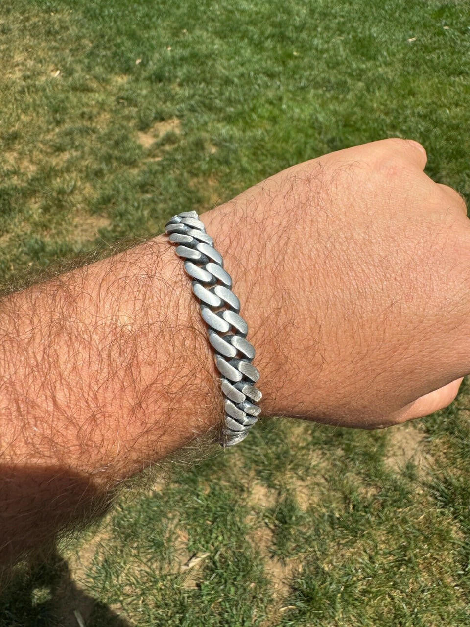 Miami Cuban Bracelet With Custom Skull Sleek Clasp - 925 Sterling Silver Oxidized Gunmetal - 7"-9" - 12mm