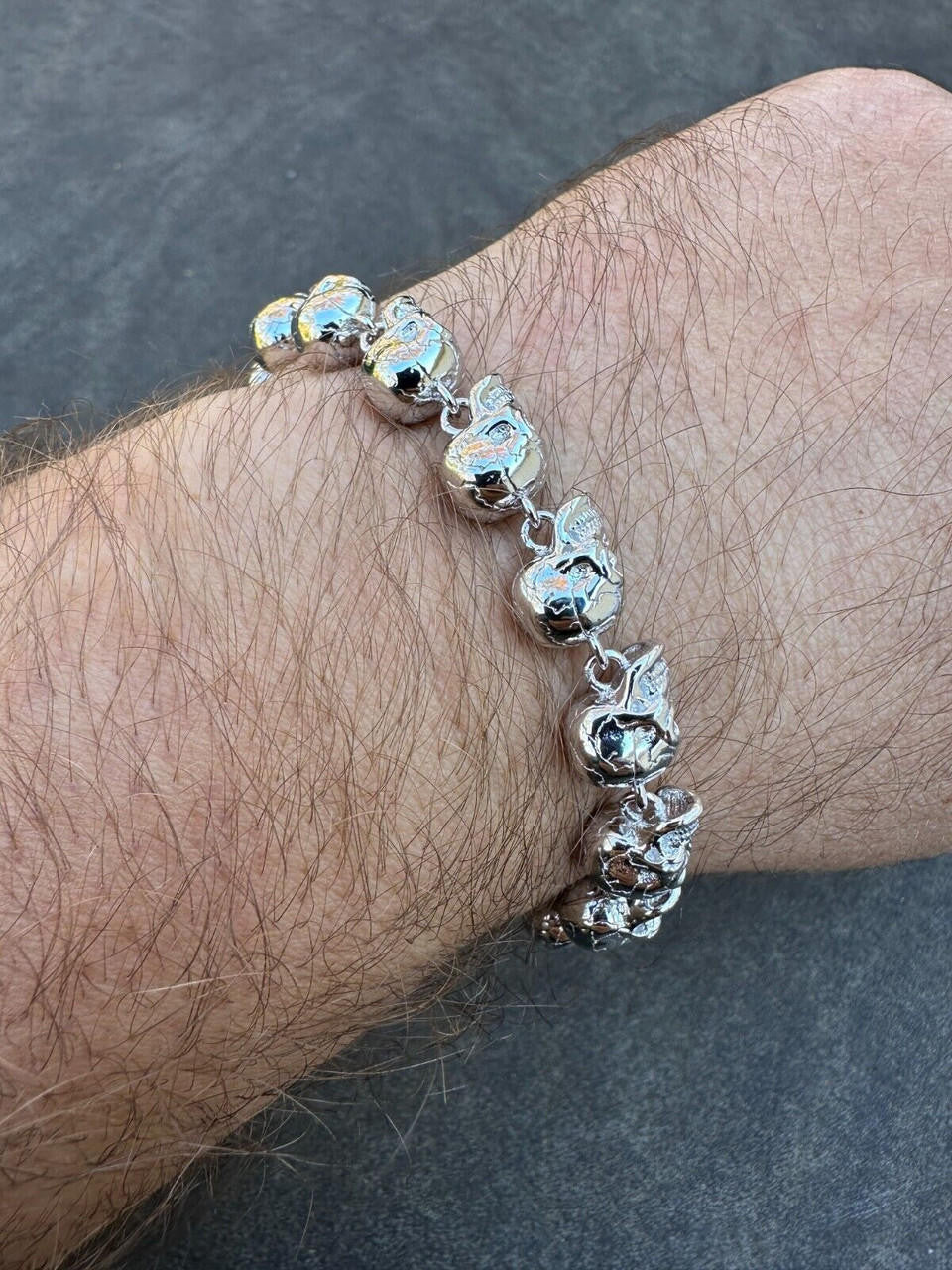 MOISSANITE Custom Skull Link Death Bracelet - 925 Silver - 9.5mm - 7.5"-8.5"