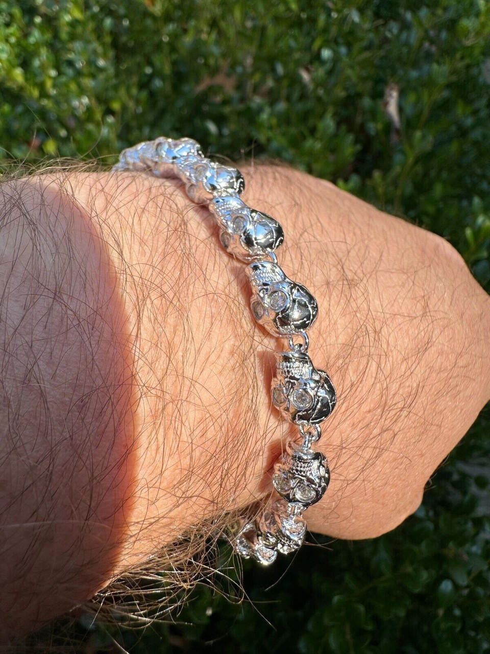 MOISSANITE Custom Skull Link Death Bracelet - 925 Silver - 9.5mm - 7.5"-8.5"