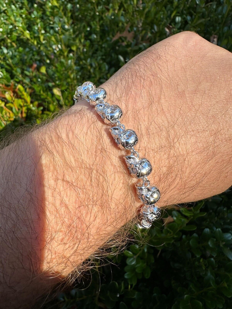 MOISSANITE Custom Skull Link Death Bracelet - 925 Silver - 9.5mm - 7.5"-8.5"