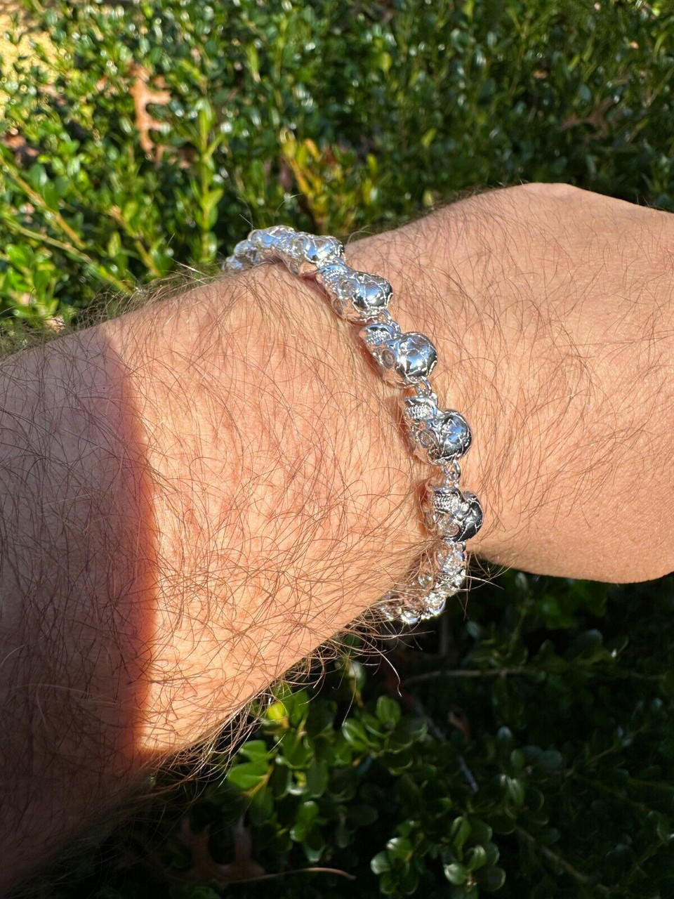 MOISSANITE Custom Skull Link Death Bracelet - 925 Silver - 9.5mm - 7.5"-8.5"