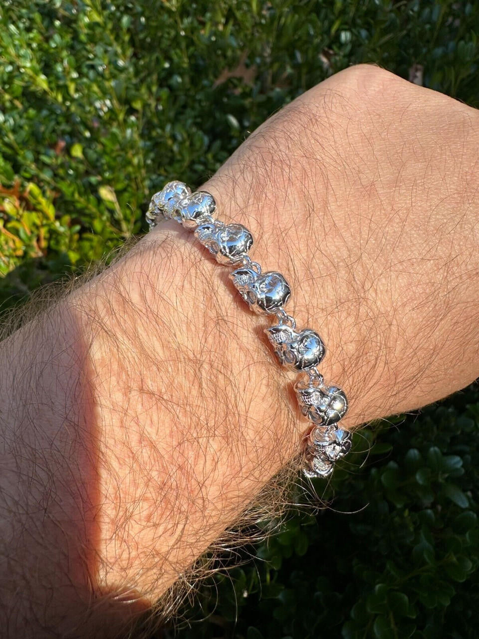 MOISSANITE Custom Skull Link Death Bracelet - 925 Silver - 9.5mm - 7.5"-8.5"