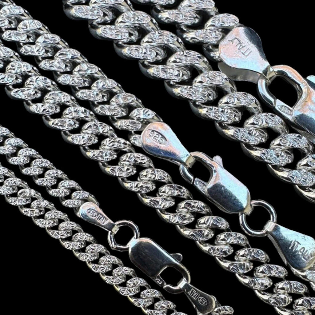 Diamond Cut Miami Cuban Link Chain Necklace Or Bracelet - 925 Sterling Silver - 7"-30" - 3mm-7mm