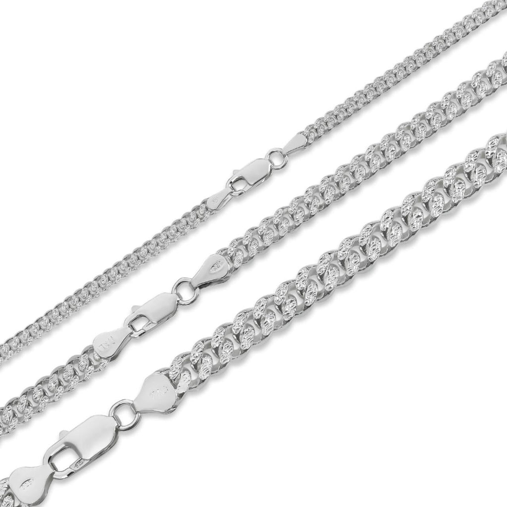 Diamond Cut Miami Cuban Link Chain Necklace Or Bracelet - 925 Sterling Silver - 7"-30" - 3mm-7mm