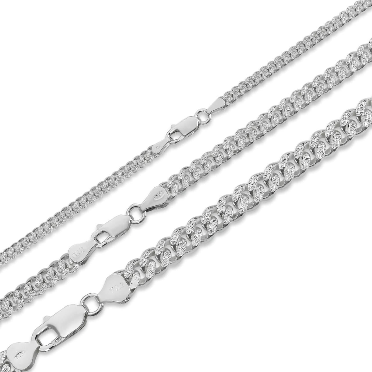 Diamond Cut Miami Cuban Link Chain Necklace Or Bracelet - 925 Sterling Silver - 7"-30" - 3mm-7mm