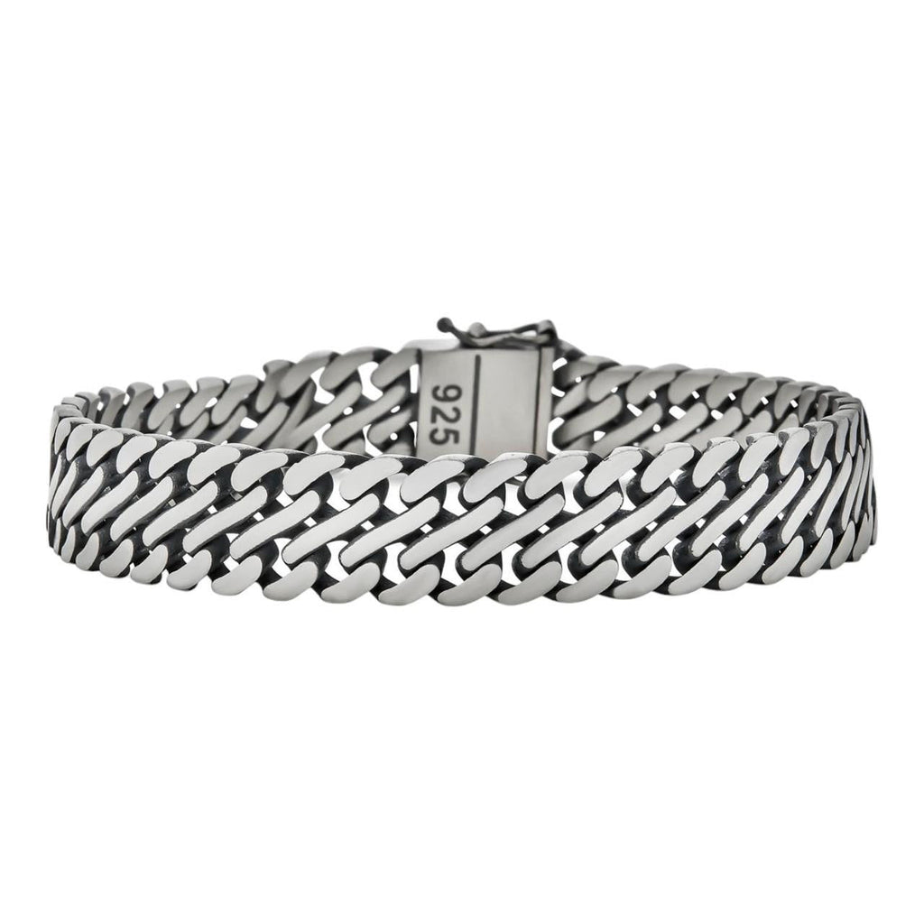 Double Open Figure 8 Miami Cuban Bracelet - 925 Sterling Silver Oxidized Gunmetal - 7"-9" - 12mm
