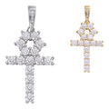 Egyptian Ankh Tennis Cross - 14k Yellow Gold Vermeil Or 925 Silver - CZ Stones - Small 1.5"