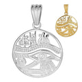 Eye Of Horus Egyptian Hieroglyphics Pendant - 14k Gold Vermeil Or 925 Silver - Small 1.5"