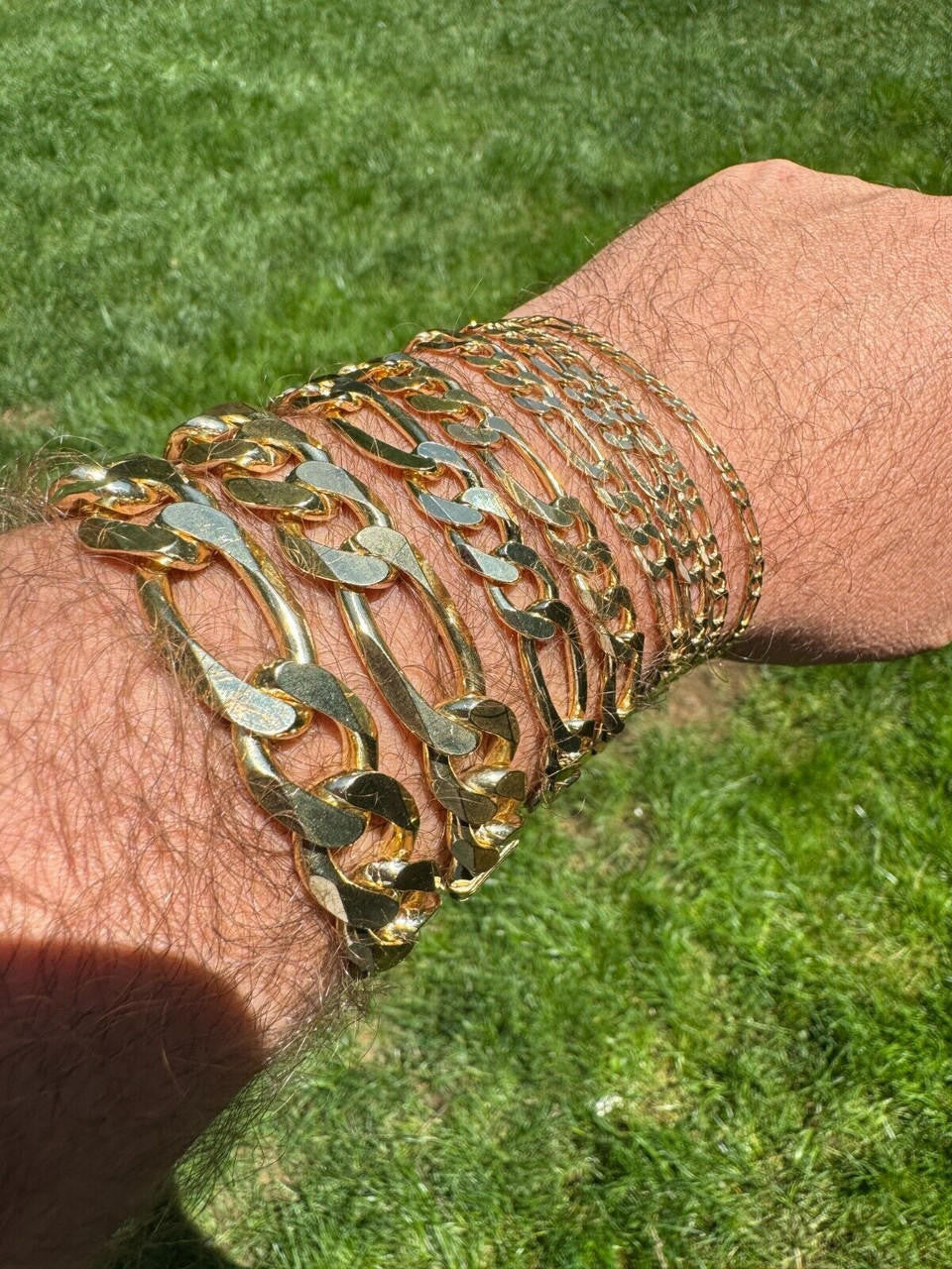 Figaro Link Bracelet - 14k Gold Vermeil 925 Sterling Silver - 6"-9" - 2.5mm-16mm