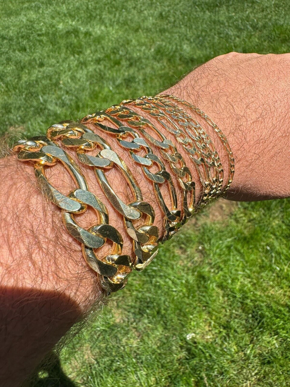 Figaro Link Bracelet - 14k Gold Vermeil 925 Sterling Silver - 6"-9" - 2.5mm-16mm