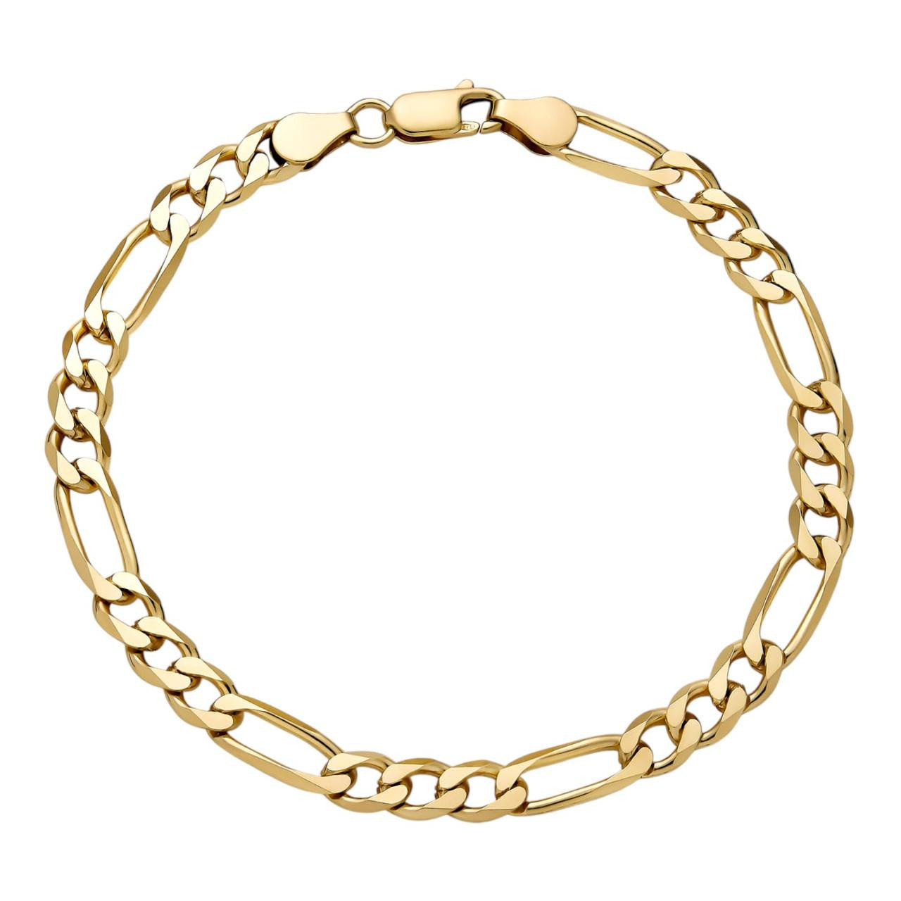 Figaro Link Bracelet - 14k Gold Vermeil 925 Sterling Silver - 6"-9" - 2.5mm-16mm