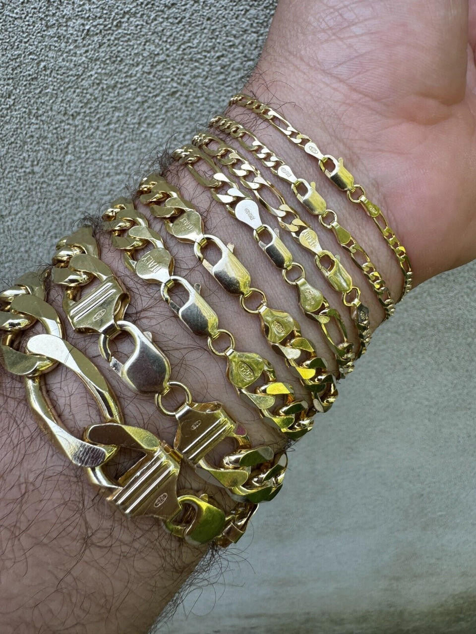 Figaro Link Bracelet - 14k Gold Vermeil 925 Sterling Silver - 6"-9" - 2.5mm-16mm