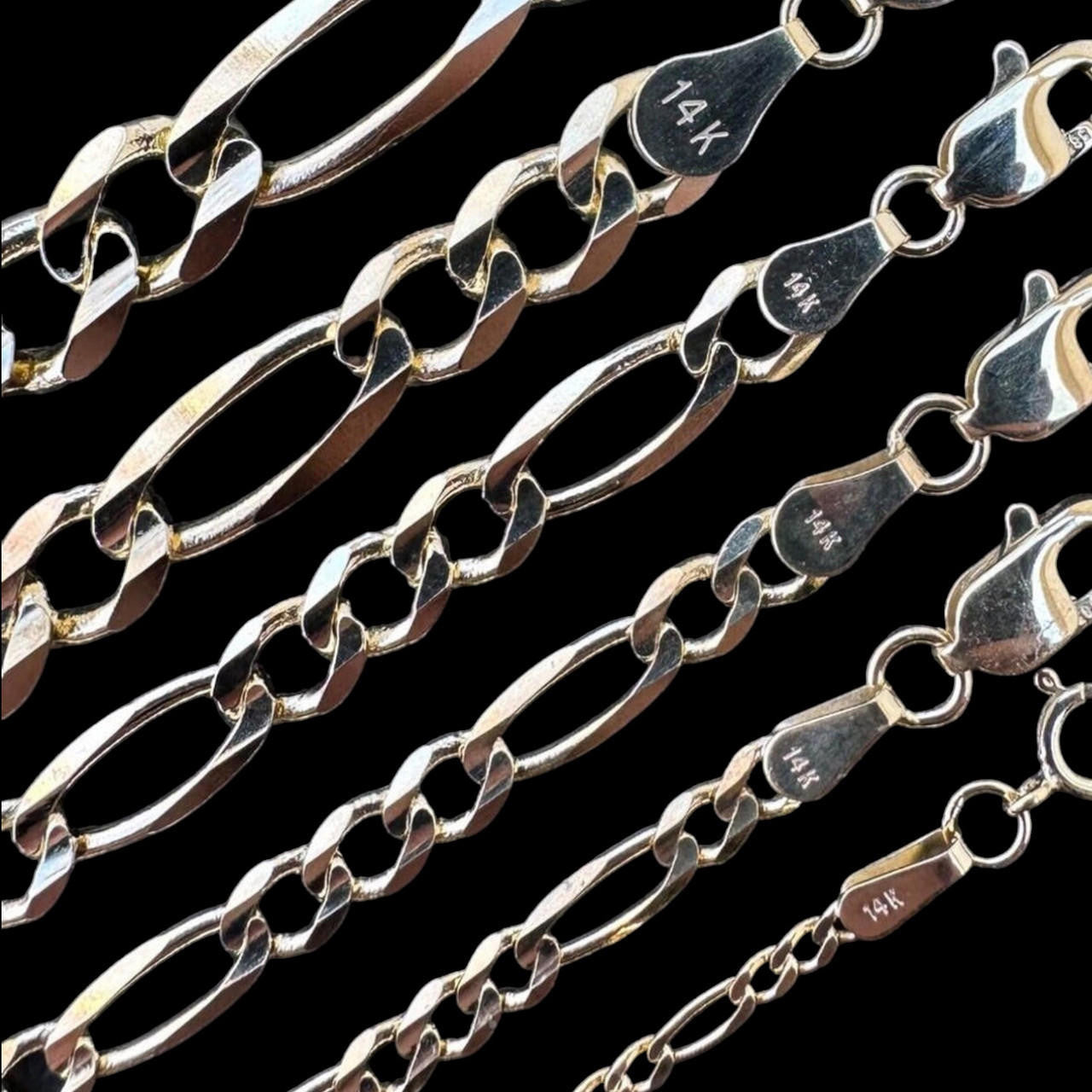 Figaro Link Chain Necklace - 14k Yellow Gold - 16"-24" - 2mm-7mm