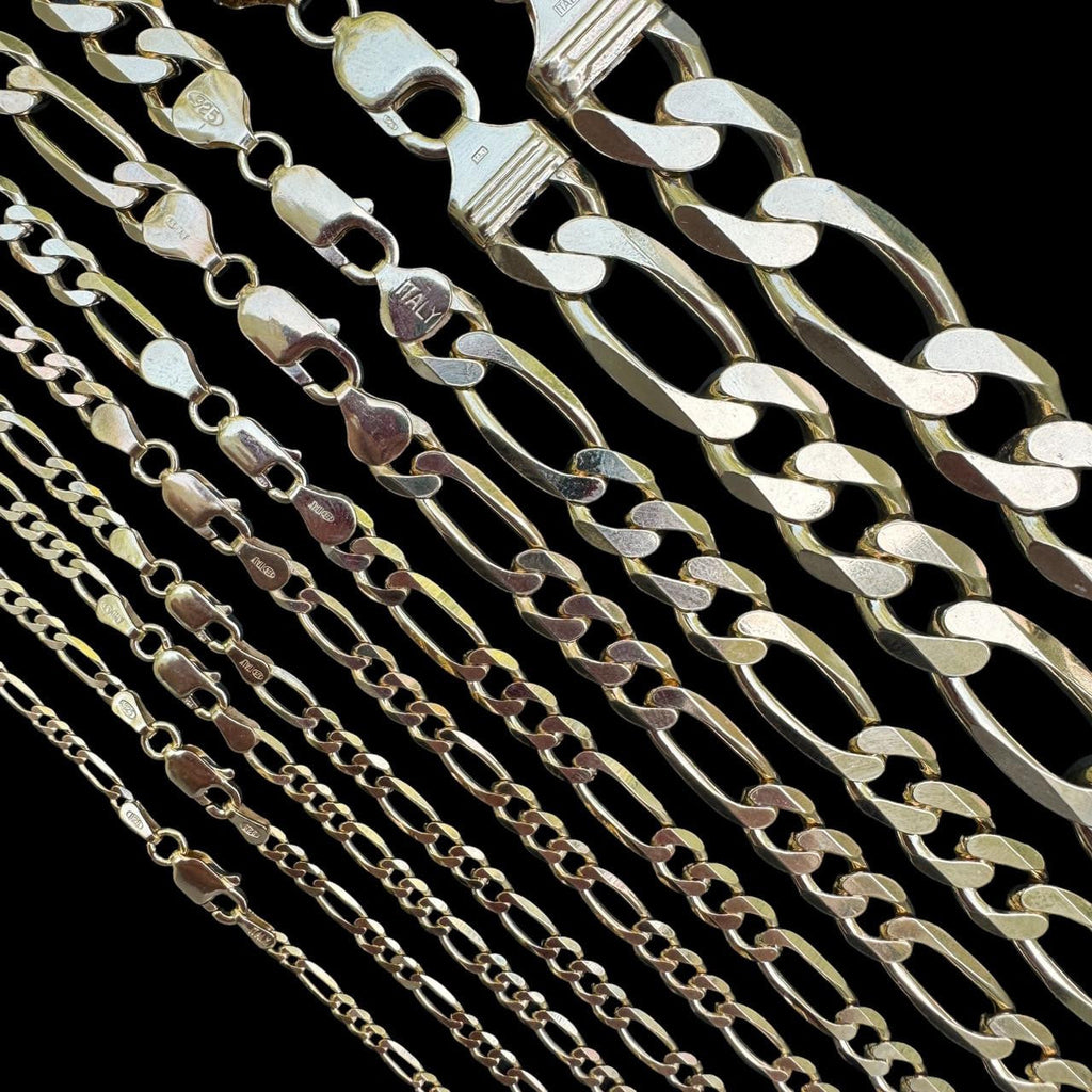 Figaro Link Chain Necklace Or Bracelet - 14k Gold Vermeil 925 Sterling Silver - 6"-30" - 2.5mm-16mm