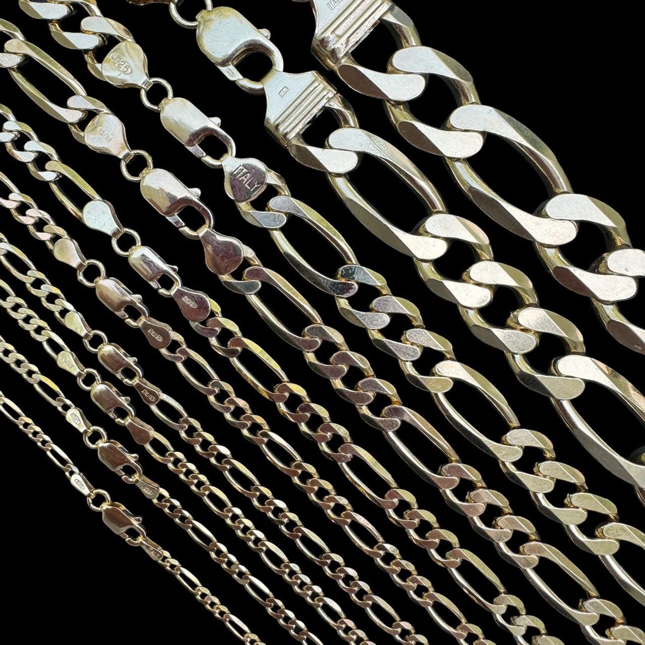 Figaro Link Chain Necklace Or Bracelet - 14k Gold Vermeil 925 Sterling Silver - 6"-30" - 2.5mm-16mm