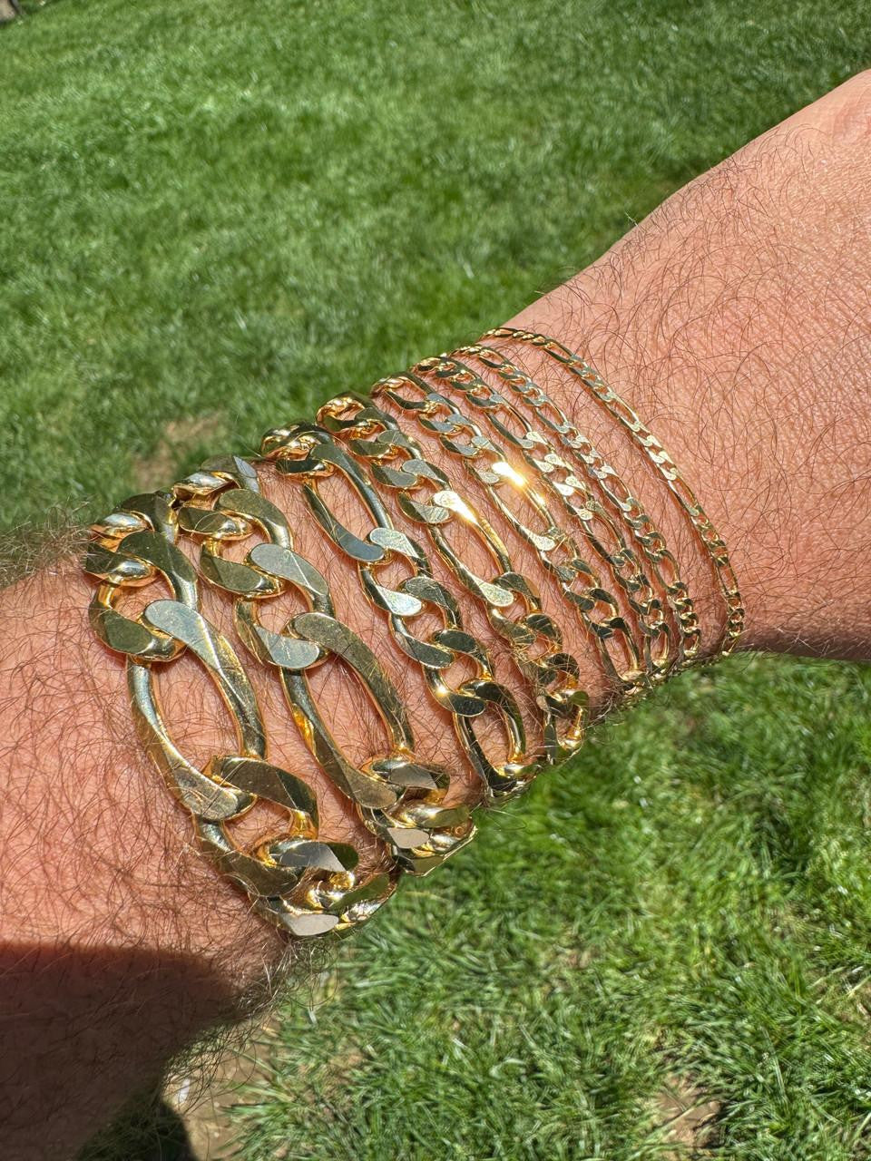 Figaro Link Chain Necklace Or Bracelet - 14k Gold Vermeil 925 Sterling Silver - 6"-30" - 2.5mm-16mm