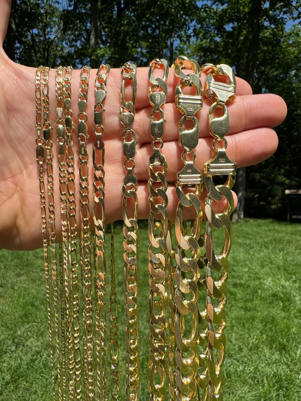 Figaro Link Chain Necklace Or Bracelet - 14k Gold Vermeil 925 Sterling Silver - 6"-30" - 2.5mm-16mm