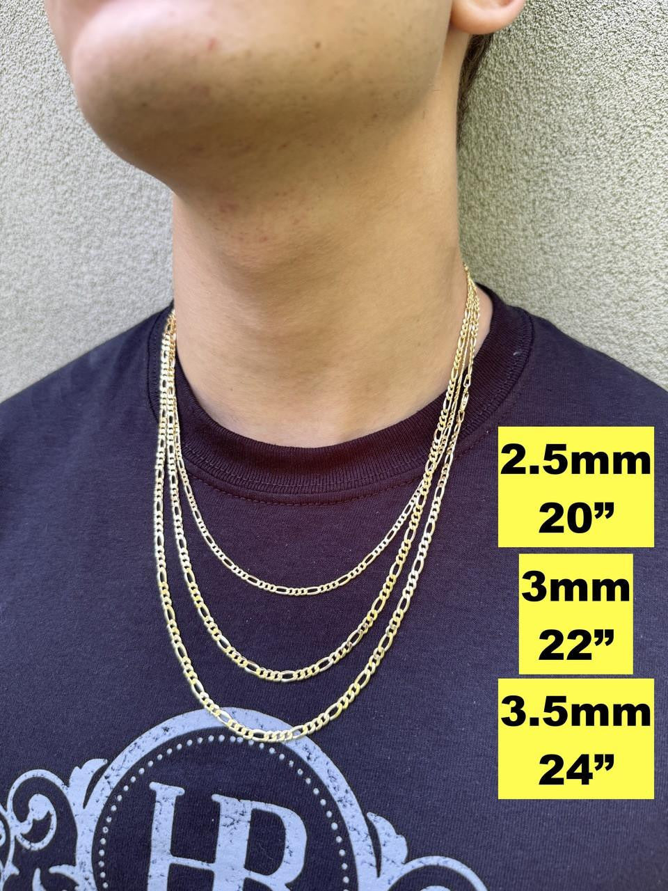 Figaro Link Chain Necklace Or Bracelet - 14k Gold Vermeil 925 Sterling Silver - 6"-30" - 2.5mm-16mm