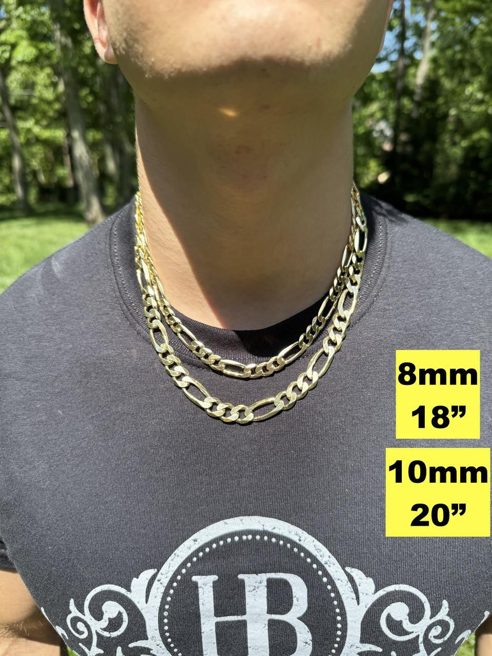 Figaro Link Chain Necklace Or Bracelet - 14k Gold Vermeil 925 Sterling Silver - 6"-30" - 2.5mm-16mm