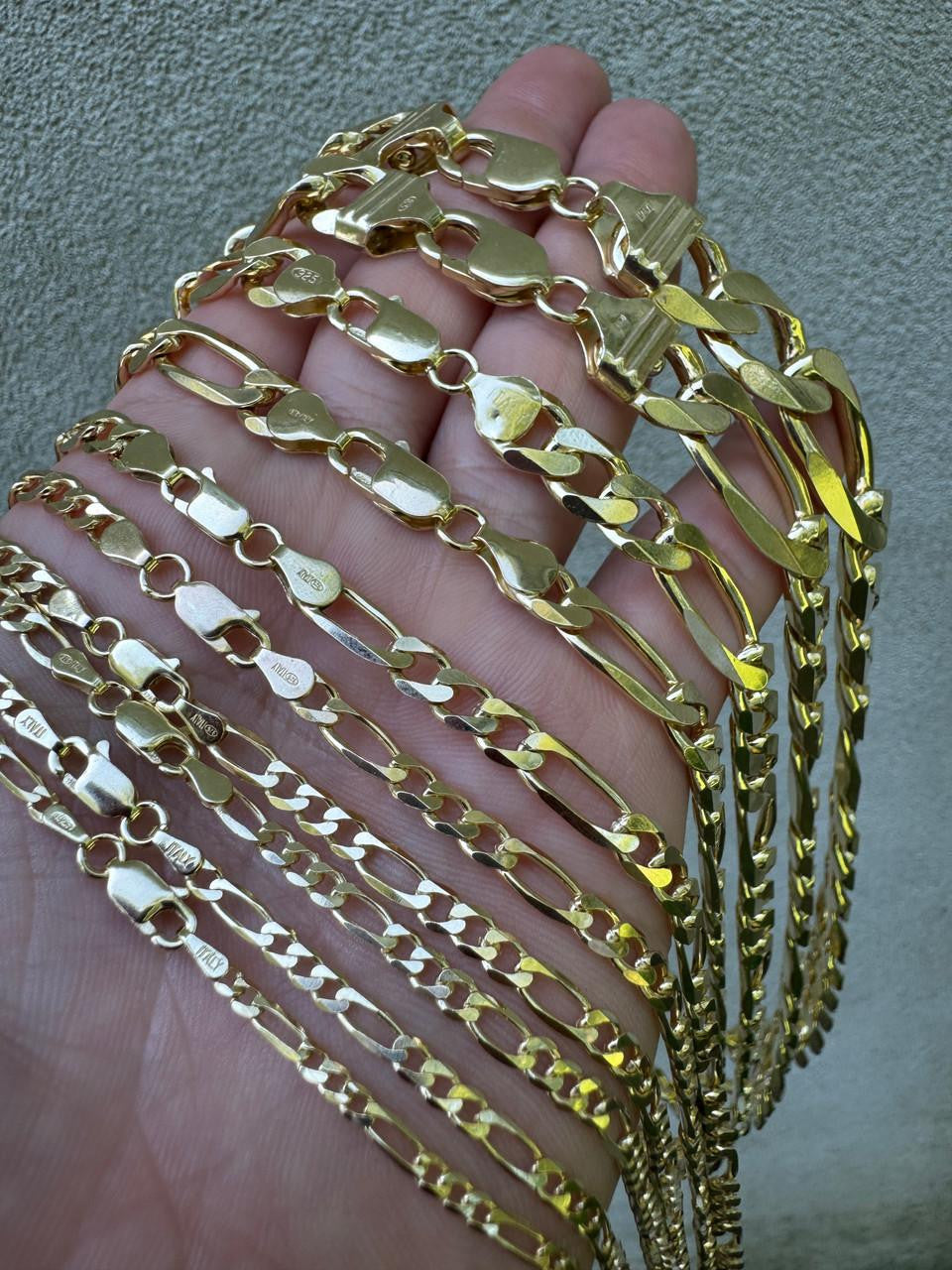 Figaro Link Chain Necklace Or Bracelet - 14k Gold Vermeil 925 Sterling Silver - 6"-30" - 2.5mm-16mm