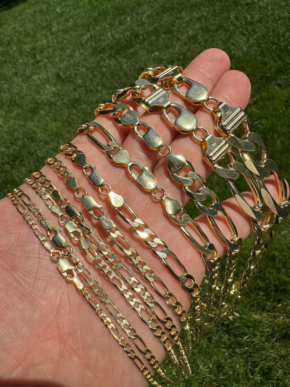 Figaro Link Chain Necklace Or Bracelet - 14k Gold Vermeil 925 Sterling Silver - 6"-30" - 2.5mm-16mm