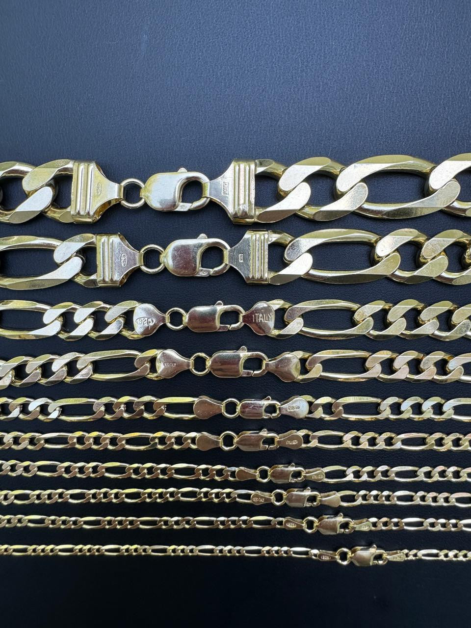Figaro Link Chain Necklace Or Bracelet - 14k Gold Vermeil 925 Sterling Silver - 6"-30" - 2.5mm-16mm
