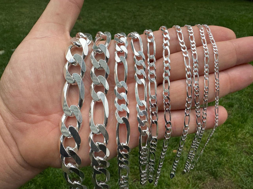 Figaro Link Chain Necklace Or Bracelet - 925 Sterling Silver - 6"-30" - 2.5mm-15mm